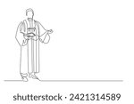 continuous line drawing of Christian pastor.single line vector of pastor delivering the word with the bible.line art of pastor lecturing