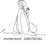 Continuous line drawing of Christian prayer, vector illustration.