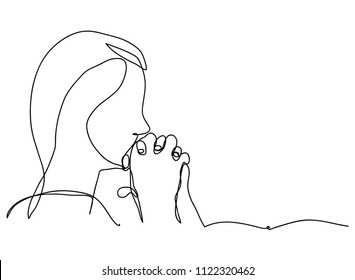 Continuous line drawing of Christian prayer, vector illustration.