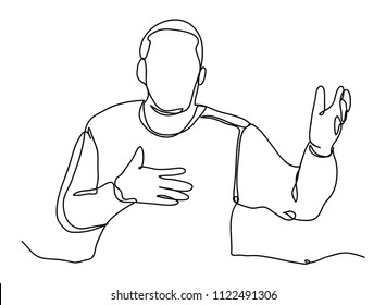 Continuous line drawing of Christian prayer, vector illustration.