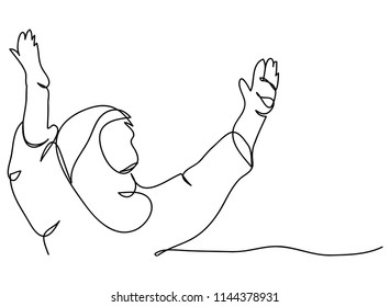 Continuous line drawing of Christian prayer, vector illustration.