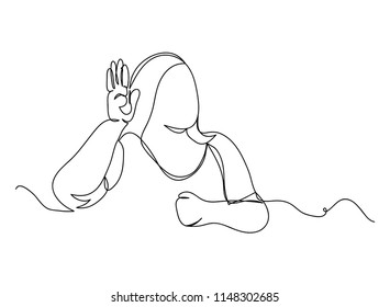 Continuous line drawing of Christian prayer, vector illustration.