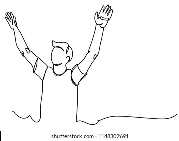 Continuous line drawing of Christian prayer, vector illustration.