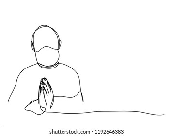 Continuous Line Drawing Christian Prayer Vector Stock Vector (Royalty ...