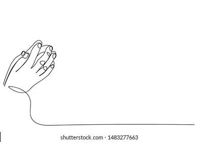 Continuous line drawing of Christian prayer, vector illustration.