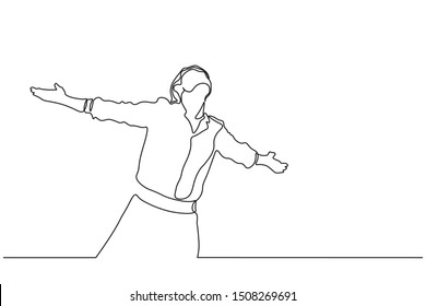 Continuous line drawing of Christian prayer, vector illustration.