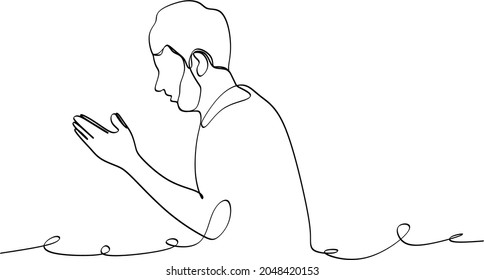 Continuous Line Drawing Christian Prayer Vector Stock Vector (Royalty ...