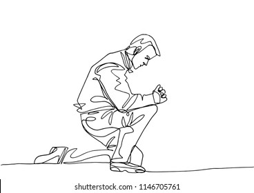 Continuous line drawing of Christian prayer.-vector illustration.