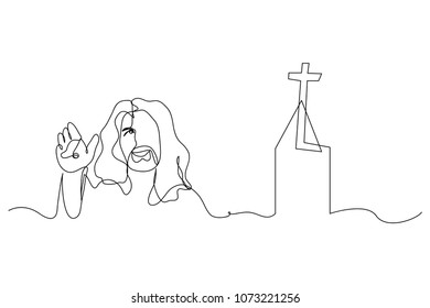 Continuous line drawing of Christianity Jesus Vector Illustration