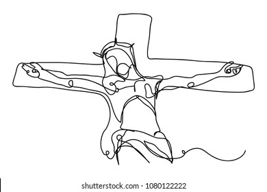 Continuous line drawing of Christianity Jesus Vector Illustration