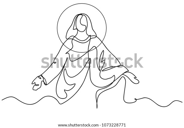 Continuous Line Drawing Christianity Jesus Vector Stock Vector (Royalty ...