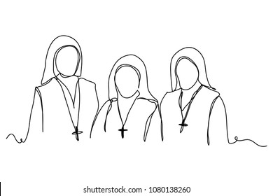 Continuous line drawing of Christianity 
 Mother of God (Catholic) Vector Illustration