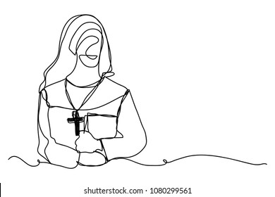 Continuous line drawing of Christianity 
 Mother of God (Catholic) Vector Illustration