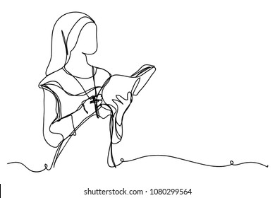 Continuous line drawing of Christianity 
 Mother of God (Catholic) Vector Illustration