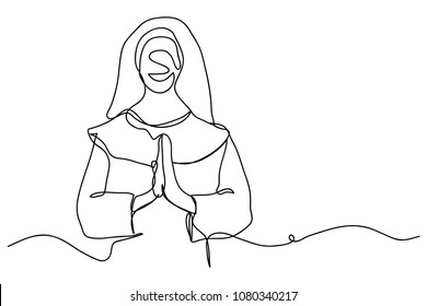 Continuous line drawing of Christianity 
 Mother of God (Catholic) Vector Illustration