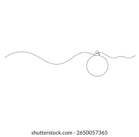 continuous line drawing Christmas ball icon vector art outline isolated, illustration editable, christmas celebration