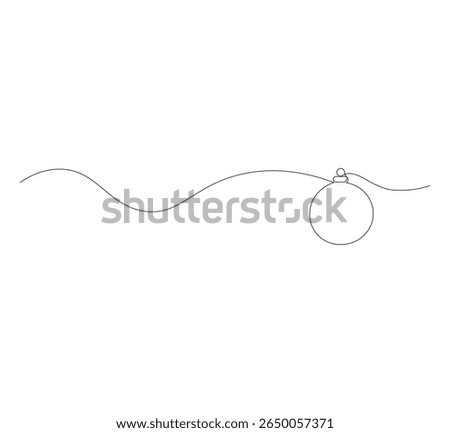 continuous line drawing Christmas ball icon vector art outline isolated, illustration editable, christmas celebration