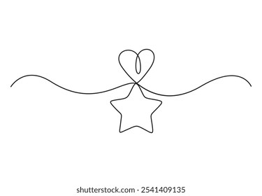 Continuous line drawing of Christmas frame and border with stars Festive break line with flourish pattern in simple linear style vector illustration