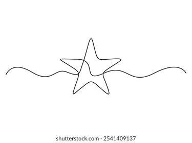 Desenho de linha contínua de quadro de Natal e borda com estrelas Festivo quebrar linha com padrão floreado em estilo linear simples vetor ilustração