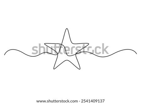 Continuous line drawing of Christmas frame and border with stars Festive break line with flourish pattern in simple linear style vector illustration