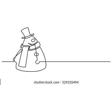 continuous line drawing of Christmas Frosty Snowman