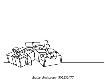 Continuous Line Drawing Of Christmas Gifts