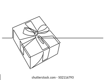 continuous line drawing of Christmas present