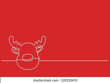 continuous line drawing of Christmas Rudolph Reindeer