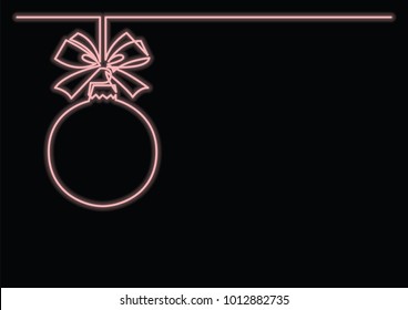 continuous line drawing of Christmas tree decoration with neon vector effect