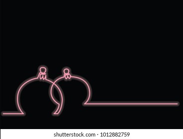 continuous line drawing of Christmas tree decoration with neon vector effect