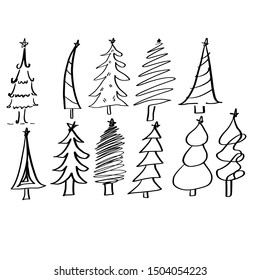 continuous line drawing of christmas tree vector illustration