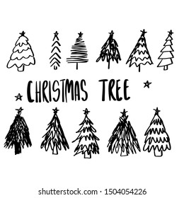 continuous line drawing of christmas tree vector illustration