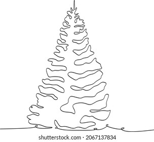 dibujo de línea continua de la ilustración vectorial del árbol de navidad