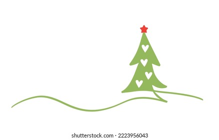 Dibujo continuo del icono del árbol de navidad.