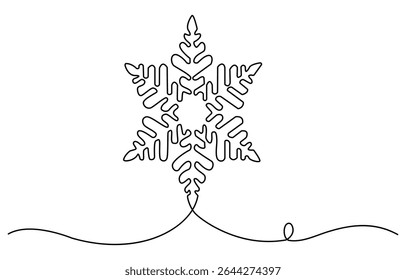 Continuous line drawing christmas tree and greeting merry christmas handwriting, Concept of Christmas. Holiday, New year.Vector design illustration on white background.