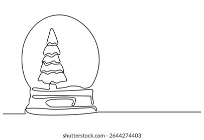 Continuous line drawing christmas tree and greeting merry christmas handwriting, Concept of Christmas. Holiday, New year.Vector design illustration on white background.