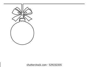 Continuous Line Drawing Of Christmas Tree Decoration