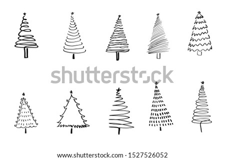 continuous line drawing of christmas tree vector illustration