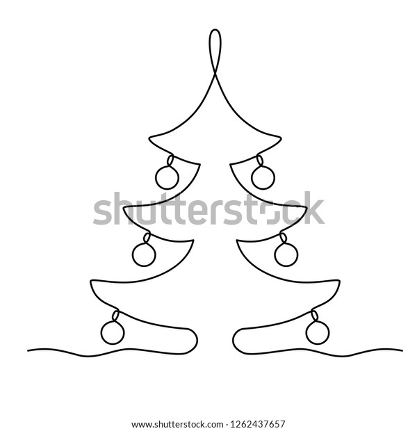 Continuous Line Drawing Christmas Tree Black Stock Vector Royalty Free 1262437657