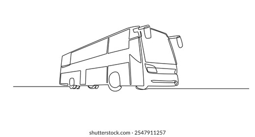 continuous line drawing of a city bus.one line drawing of a bus for tourist travel and passenger transport.single line vector illustration.isolated white background