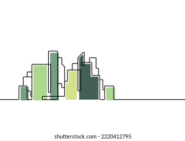 Dibujo continuo de líneas. El paisaje urbano es moderno con un fondo blanco. Ilustración del vector