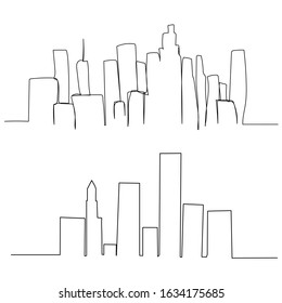 continuous line drawing, city outline
