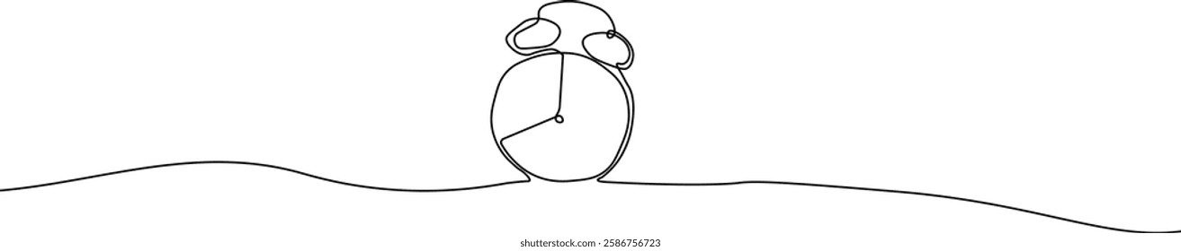 Continuous Line Drawing of Classic Alarm Clock
