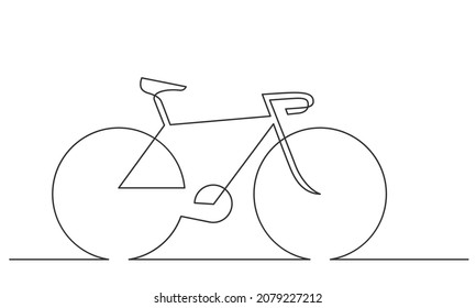 Continuous line drawing of classic bicycle on a white background. Sketch of bike a traditional transportation. Vector illustration.