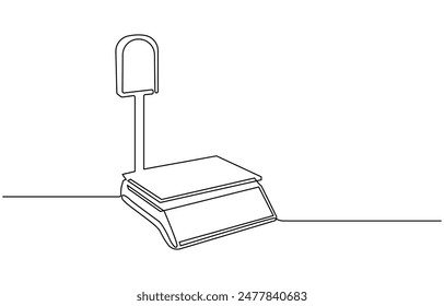 
Continuous line drawing classic kitchen scale concept, one Line Drawing Of Law Balance And Scale Of Justice, Continuous one line drawing of kitchen scales. Food scale outline vector illustration