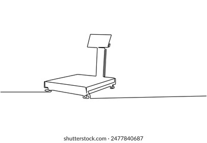 
Concepto de escala de cocina clásica de dibujo de línea continua, un dibujo de línea de equilibrio de la ley y escala de justicia, dibujo de línea continua de escalas de cocina. Ilustración vectorial esquemática de escala de alimentos