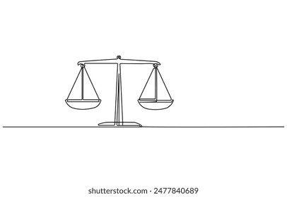 
Continuous line drawing classic kitchen scale concept, one Line Drawing Of Law Balance And Scale Of Justice, Continuous one line drawing of kitchen scales. Food scale outline vector illustration