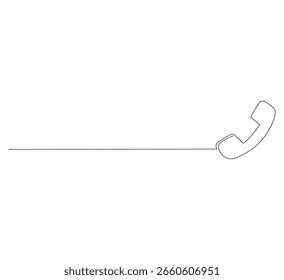 Un dibujo de línea continua de un teléfono clásico. Este estilo minimalista de una sola línea representa la tecnología de telecomunicaciones. Ideal para temas de negocios, contacto y tecnología vintage.