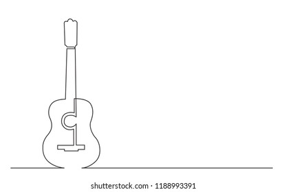 continuous line drawing of classical acoustic guitar