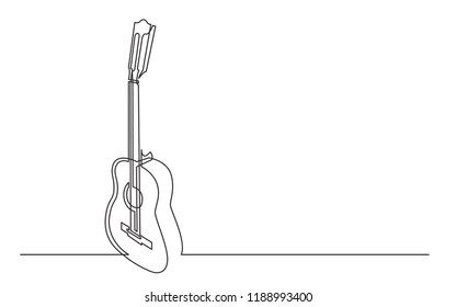 continuous line drawing of classical acoustic guitar
